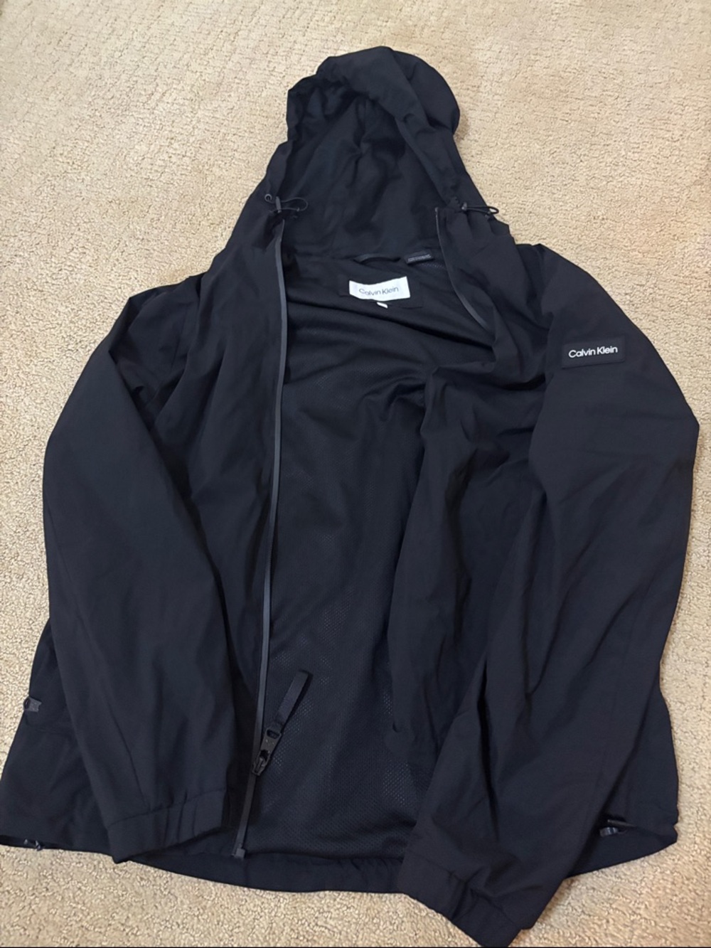 Calvin Klein Black Hooded Raincoat Jacket